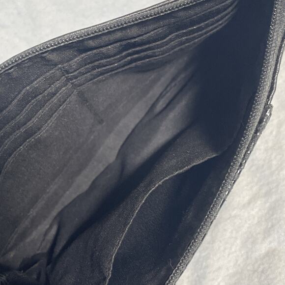 m341 Vintage Coach Black Leather Mini Wristlet Bag Card Cosmetic Travel Purse - Picture 3 of 7